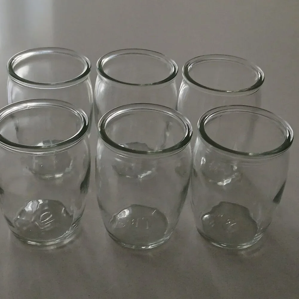 (6) Glass Jars/ Cups - yogurt, dessert or starter plants, storage